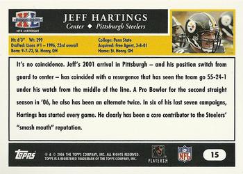 2006 Topps Pittsburgh Steelers Super Bowl XL Champions #15 Jeff Hartings Back