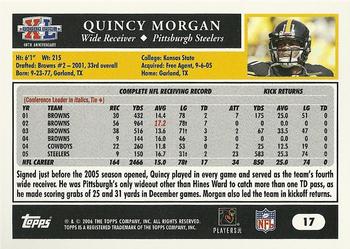 2006 Topps Pittsburgh Steelers Super Bowl XL Champions #17 Quincy Morgan Back