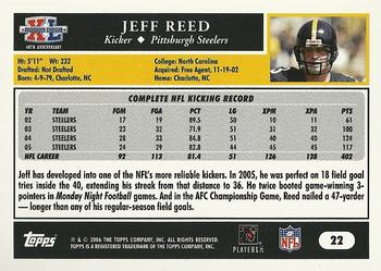 2006 Topps Pittsburgh Steelers Super Bowl XL Champions #22 Jeff Reed Back