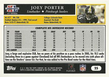 2006 Topps Pittsburgh Steelers Super Bowl XL Champions #25 Joey Porter Back