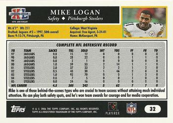 2006 Topps Pittsburgh Steelers Super Bowl XL Champions #32 Mike Logan Back
