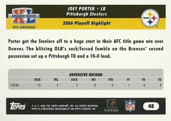 2006 Topps Pittsburgh Steelers Super Bowl XL Champions #48 Joey Porter Back