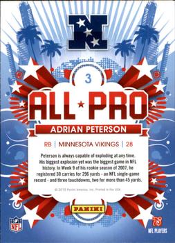 2010 Score - All Pro #3 Adrian Peterson Back