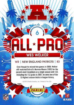 2010 Score - All Pro #6 Wes Welker Back