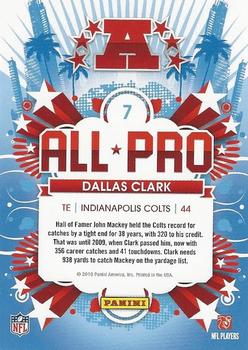 2010 Score - All Pro #7 Dallas Clark Back