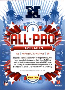 2010 Score - All Pro #8 Jared Allen Back