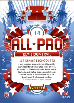 2010 Score - All Pro #14 Elvis Dumervil Back