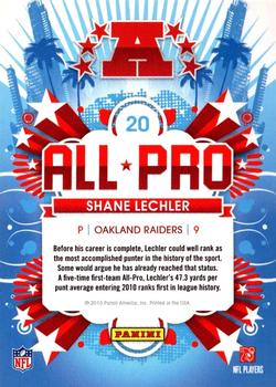 2010 Score - All Pro #20 Shane Lechler Back