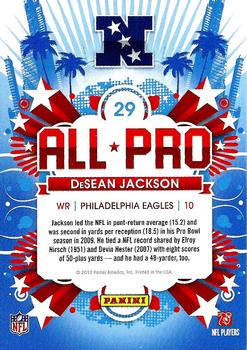 2010 Score - All Pro #29 DeSean Jackson Back