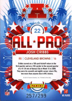 2010 Score - All Pro Gold Zone #22 Josh Cribbs  Back