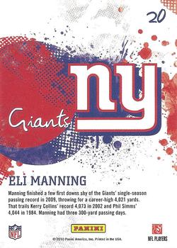 2010 Score - Franchise Glossy #20 Eli Manning  Back