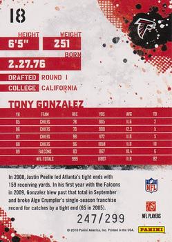 2010 Score - Gold Zone #18 Tony Gonzalez  Back