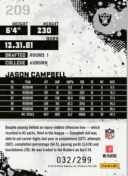 2010 Score - Gold Zone #209 Jason Campbell  Back