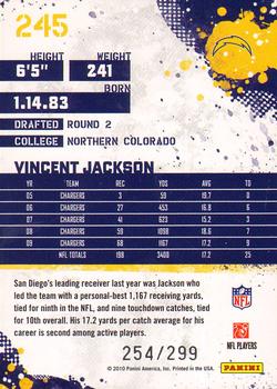 2010 Score - Gold Zone #245 Vincent Jackson  Back