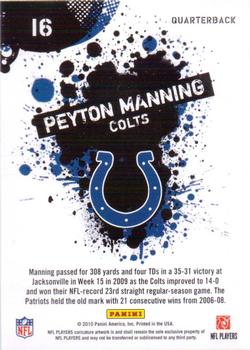 2010 Score - NFL Players #16 Peyton Manning Back