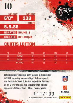 2010 Score - Red Zone #10 Curtis Lofton  Back