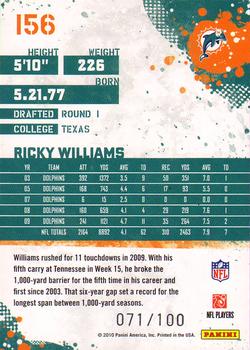 2010 Score - Red Zone #156 Ricky Williams  Back