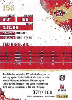 2010 Score - Red Zone #158 Ted Ginn Jr. Back