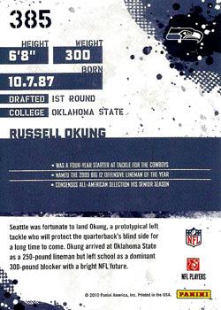 2010 Score - Red Zone #385 Russell Okung  Back