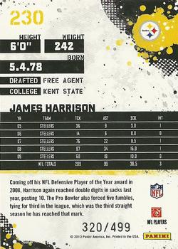 2010 Score - Scorecard #230 James Harrison  Back