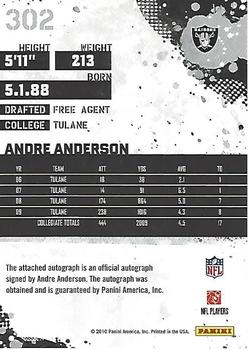 2010 Score - Signatures #302 Andre Anderson  Back