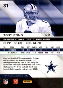 2011 Panini Absolute Memorabilia #31 Tony Romo Back
