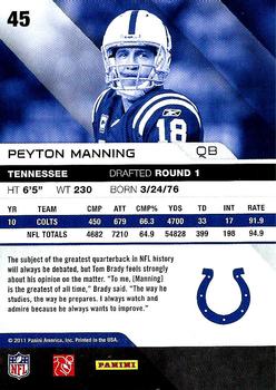 2011 Panini Absolute Memorabilia #45 Peyton Manning Back