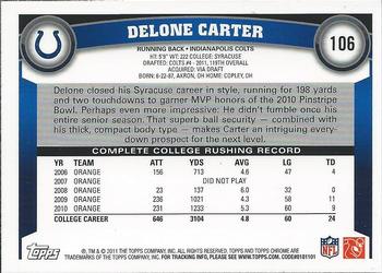 2011 Topps Chrome #106 Delone Carter Back