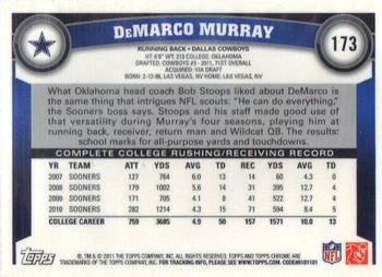2011 Topps Chrome #173 DeMarco Murray Back