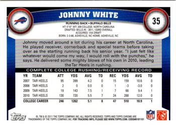 2011 Topps Chrome #35 Johnny White Back