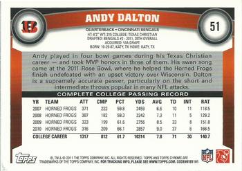 2011 Topps Chrome #51 Andy Dalton Back