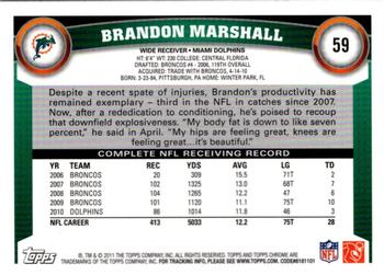 2011 Topps Chrome #59 Brandon Marshall Back