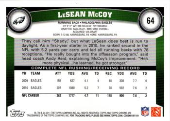2011 Topps Chrome #64 LeSean McCoy Back