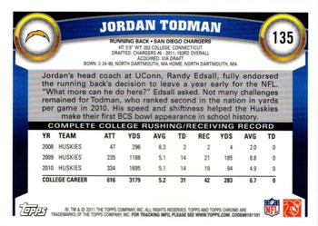 2011 Topps Chrome #135 Jordan Todman Back