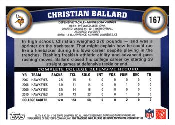 2011 Topps Chrome #167 Christian Ballard Back