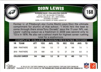 2011 Topps Chrome #168 Dion Lewis Back
