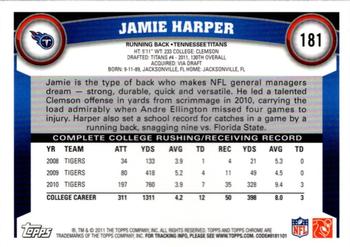 2011 Topps Chrome #181 Jamie Harper Back