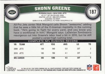 2011 Topps Chrome #187 Shonn Greene Back