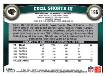 2011 Topps Chrome #196 Cecil Shorts III Back
