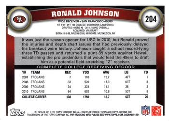 2011 Topps Chrome #204 Ronald Johnson Back