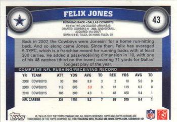 2011 Topps Chrome #43 Felix Jones Back