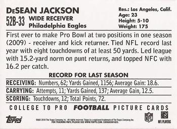 2010 Topps - 1952 Bowman #52B-33 DeSean Jackson Back