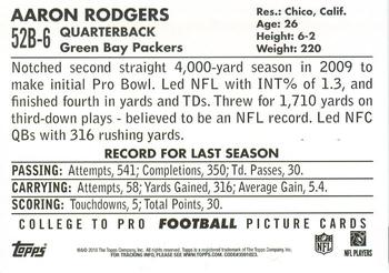 2010 Topps - 1952 Bowman #52B-6 Aaron Rodgers Back