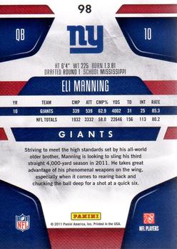 2011 Panini Certified #98 Eli Manning Back
