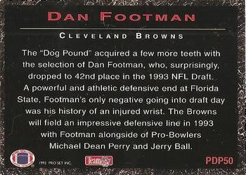 1993 Pro Set Power - Draft Picks #PDP50 Dan Footman Back
