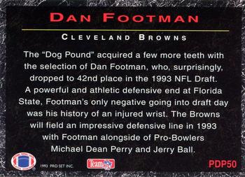 1993 Pro Set Power - Draft Picks Gold #PDP50 Dan Footman Back
