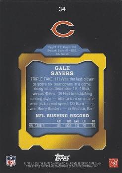 2011 Topps Triple Threads #34 Gale Sayers Back