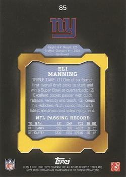 2011 Topps Triple Threads #85 Eli Manning Back