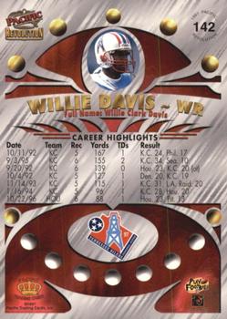 1997 Pacific Revolution - Platinum Blue #142 Willie Davis Back