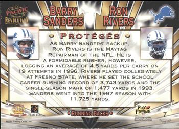1997 Pacific Revolution - Proteges Silver #7 Barry Sanders / Ron Rivers Back